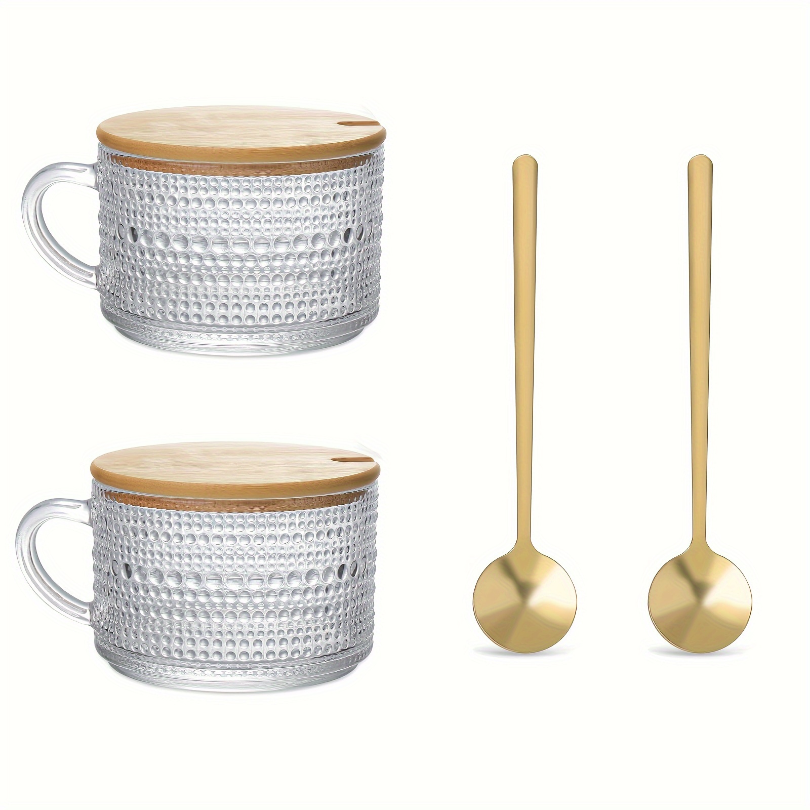 Embossed Glass Coffee Mug With Spoon Coffee Cups With Golden - Temu