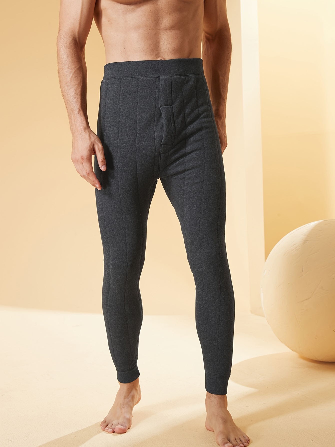Men's Thermal Underwear Pants Thickened Fleece Warm Leggings - Temu