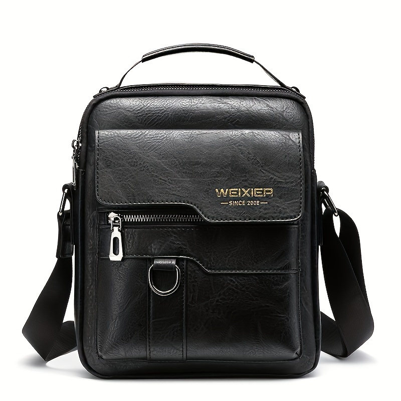 Image of 1pc Vintage Casual Messenger Bag, Large Capacity Multi-compartment, Shoulder Body Handbag Multi-use, Business Casual Bag, Suitable For Office , Men's Gift