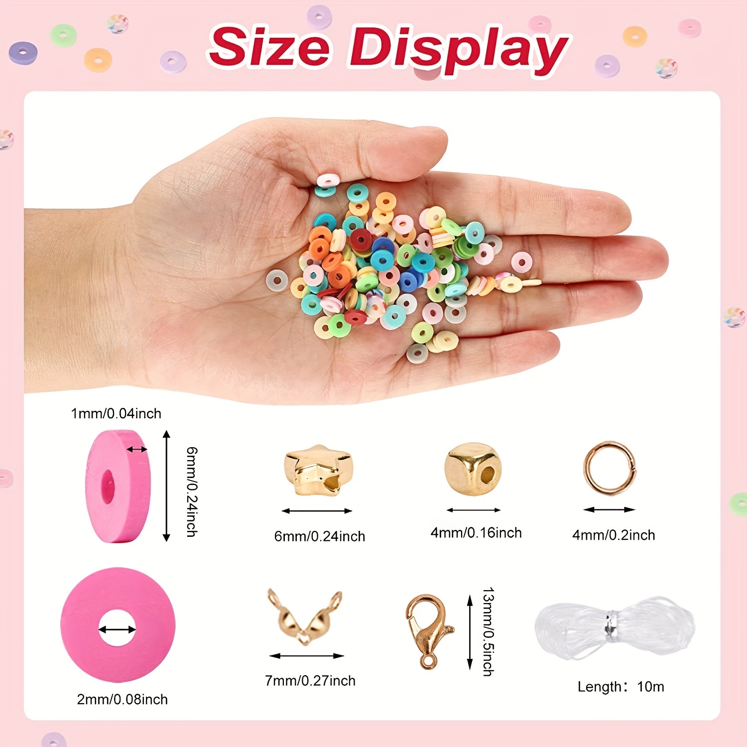 Redtwo 5100 Clay Beads Bracelet Making Kit, Preppy Spacer Flat Beads for  Jewelry Making ,Polymer Heishi Beads with Charms and Elastic Strings Gifts  for Teen Girls Crafts for Girls Ages 8-12 