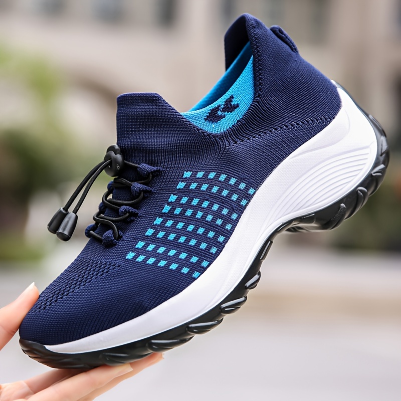 women s platform knit sneakers breathable lace low top details 6