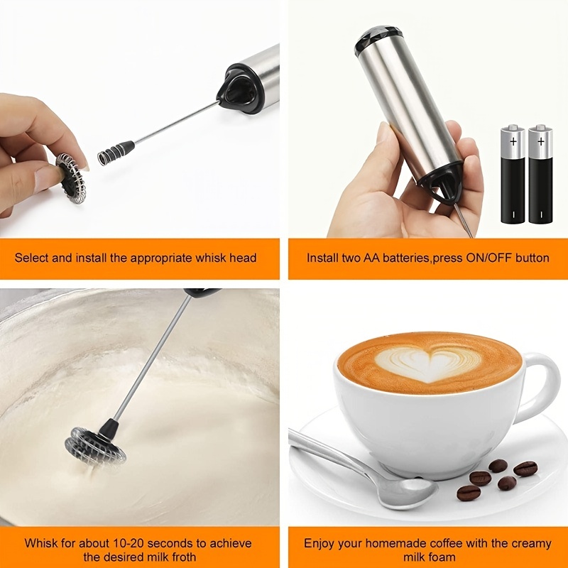 Milk Frother - Handheld Electric Foam Maker For Coffee, Latte, Cappuccino