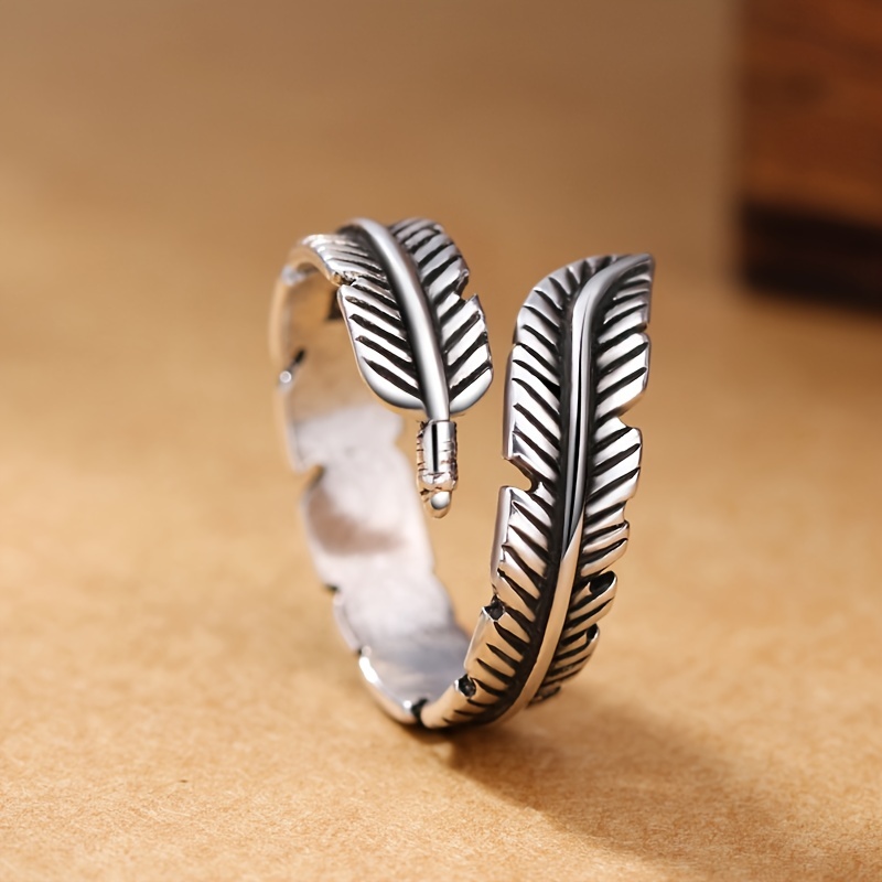 European Retro Feather Open Ring