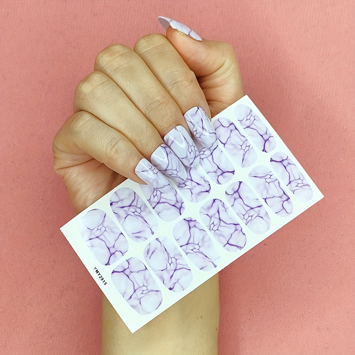 Marble Nail Polish Stickers Full Wrap Self-Adhesive Decal Strips