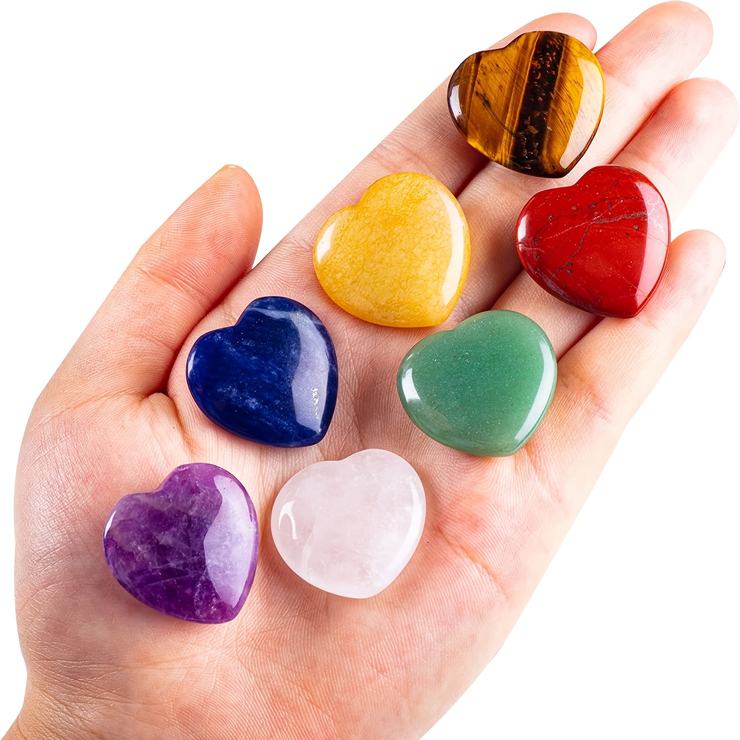 7pcs chakra cuore pietre naturali a forma di cuore amore pietre