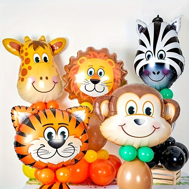 Juego de 6 globos de animales de safari de la selva, gigantes, de papel de  aluminio, globos de fiesta con temática de animales para niños