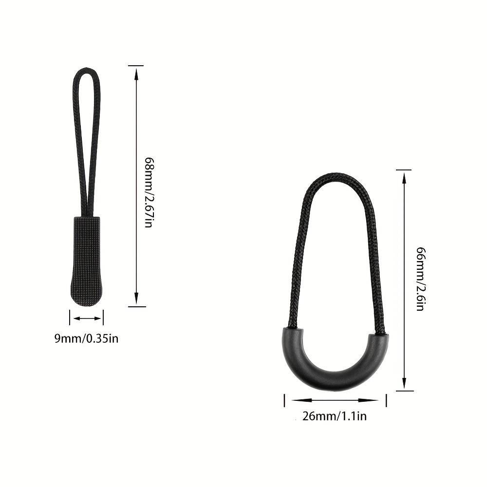 10pcs Replacement Zipper Pulls Black Zipper Pull Cord Extender For  Backpacks, Jackets, Luggage, Purses, Handbags