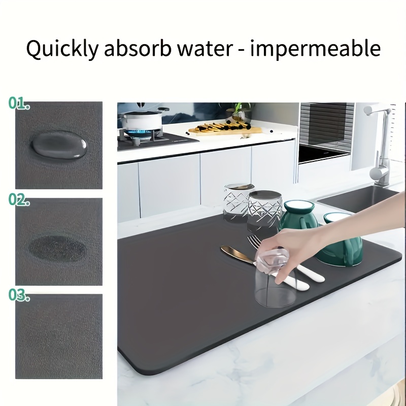 Rubber Dish Drying Pad, Kitchen Countertop Absorbent Pad, Washstand Drain  Mat, Soft Diatom Mud Faucet Absorbent Mat, Toilet Washstand Cup Mat, Toilet  Anti-water Absorption Mat, Kitchen Accessories, Bathroom Accessories - Temu