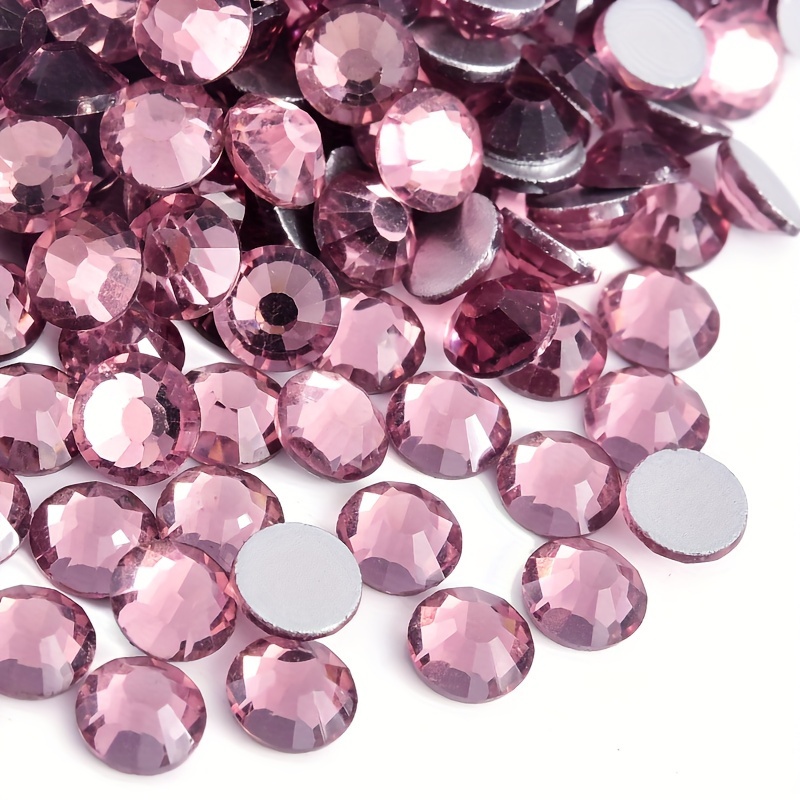 Beadsland 1440pcs Flat Back Crystal Rhinestones Round Gems for Nail Art and Craft Glue Fix, Rose,SS12,3.0-3.2mm