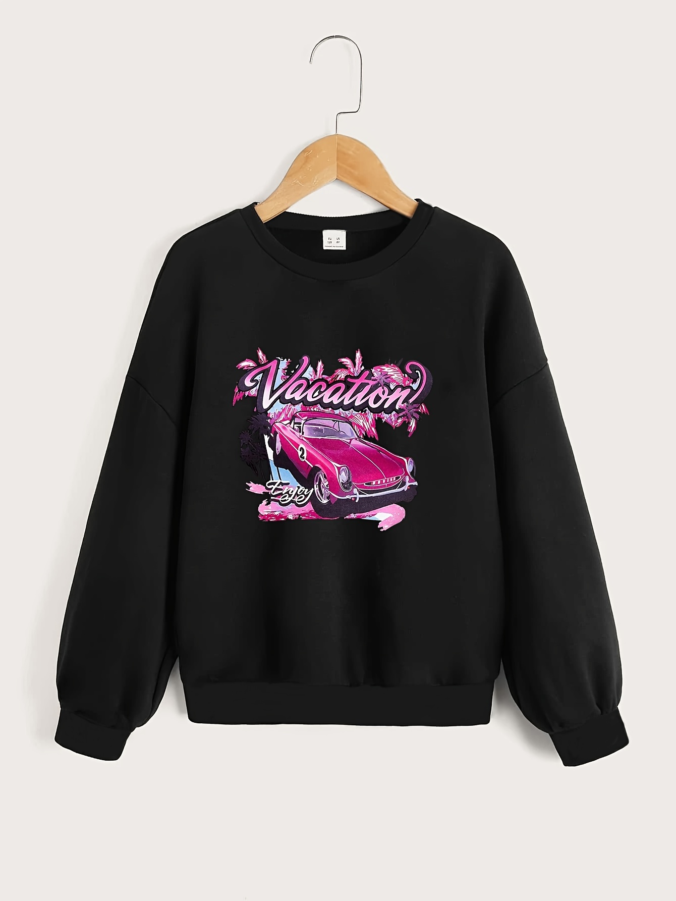 vacation-car-print-girls-crew-neck-sweatshirt-pullovers-temu-new-zealand