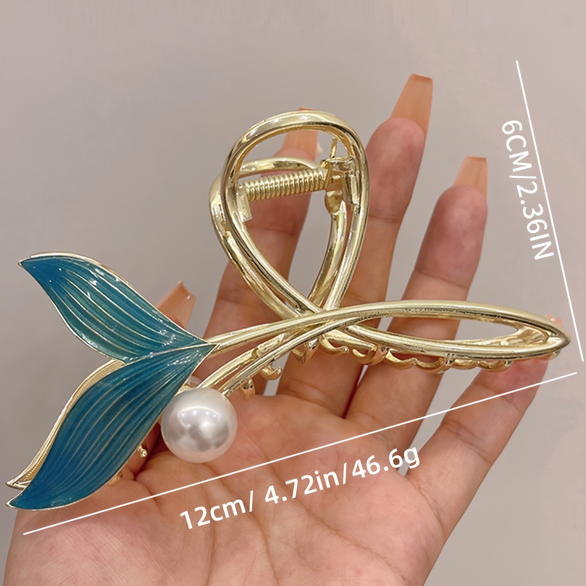  Pearl Fishtail Claw Hair Clips for Women Girls Kawaii