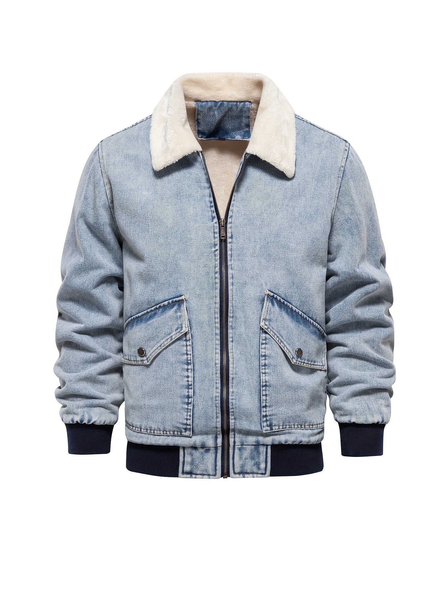 she_in Designer Jacquard Denim Jacket for Men and Women - Classic Style, Casual Loose Fit Windbreaker Denim Coat with Distress Outerwear