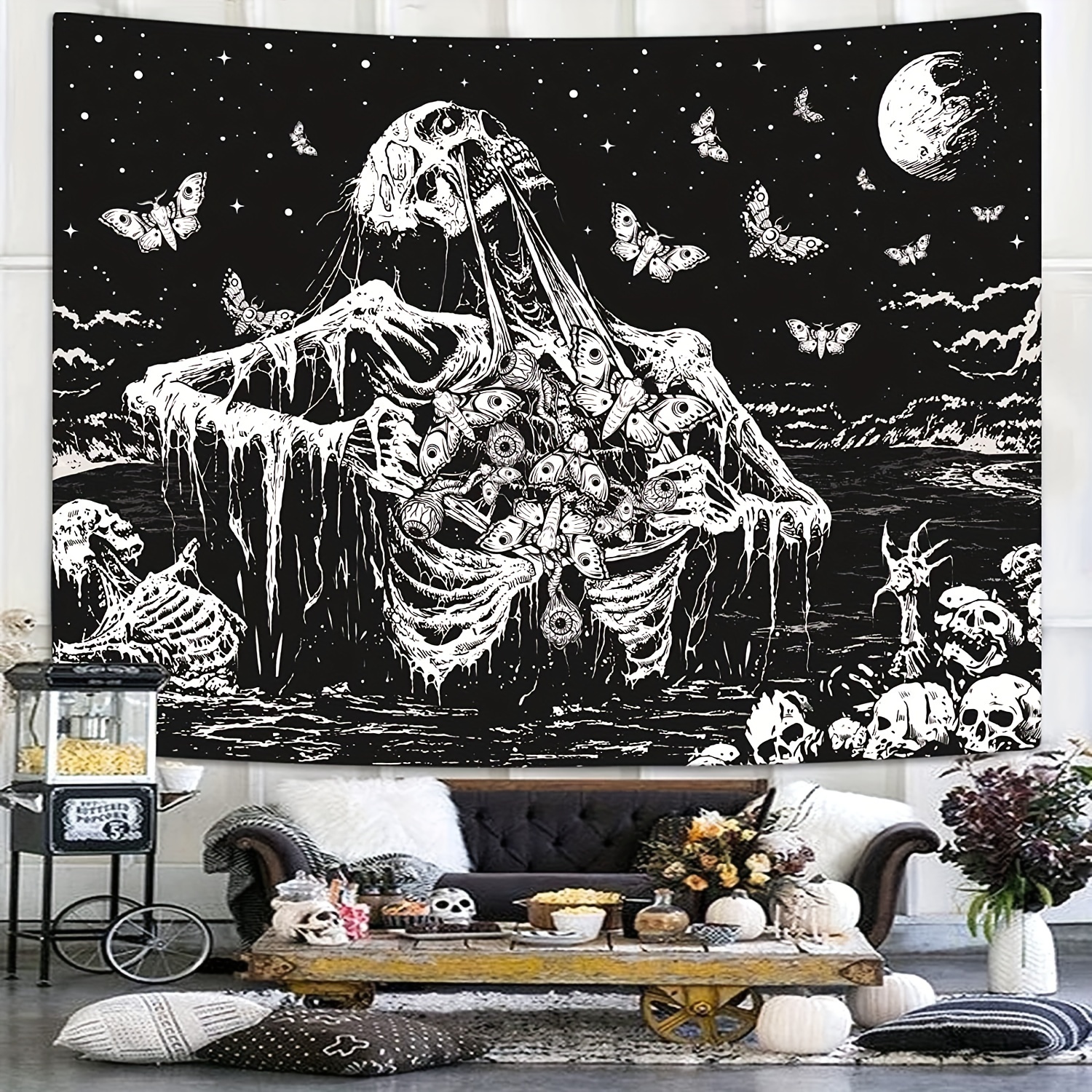 Black skeleton online tapestry