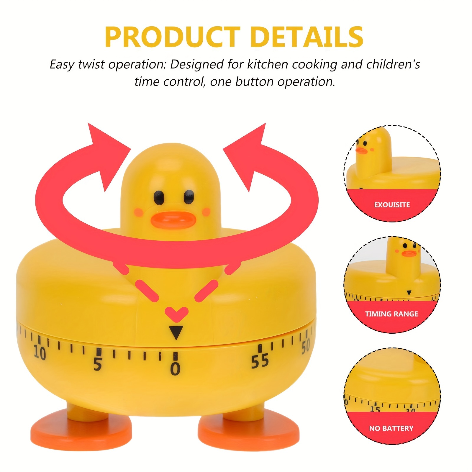 Cartoon Modeling Yellow Duck Kitchen Mechanical Timer Baking - Temu