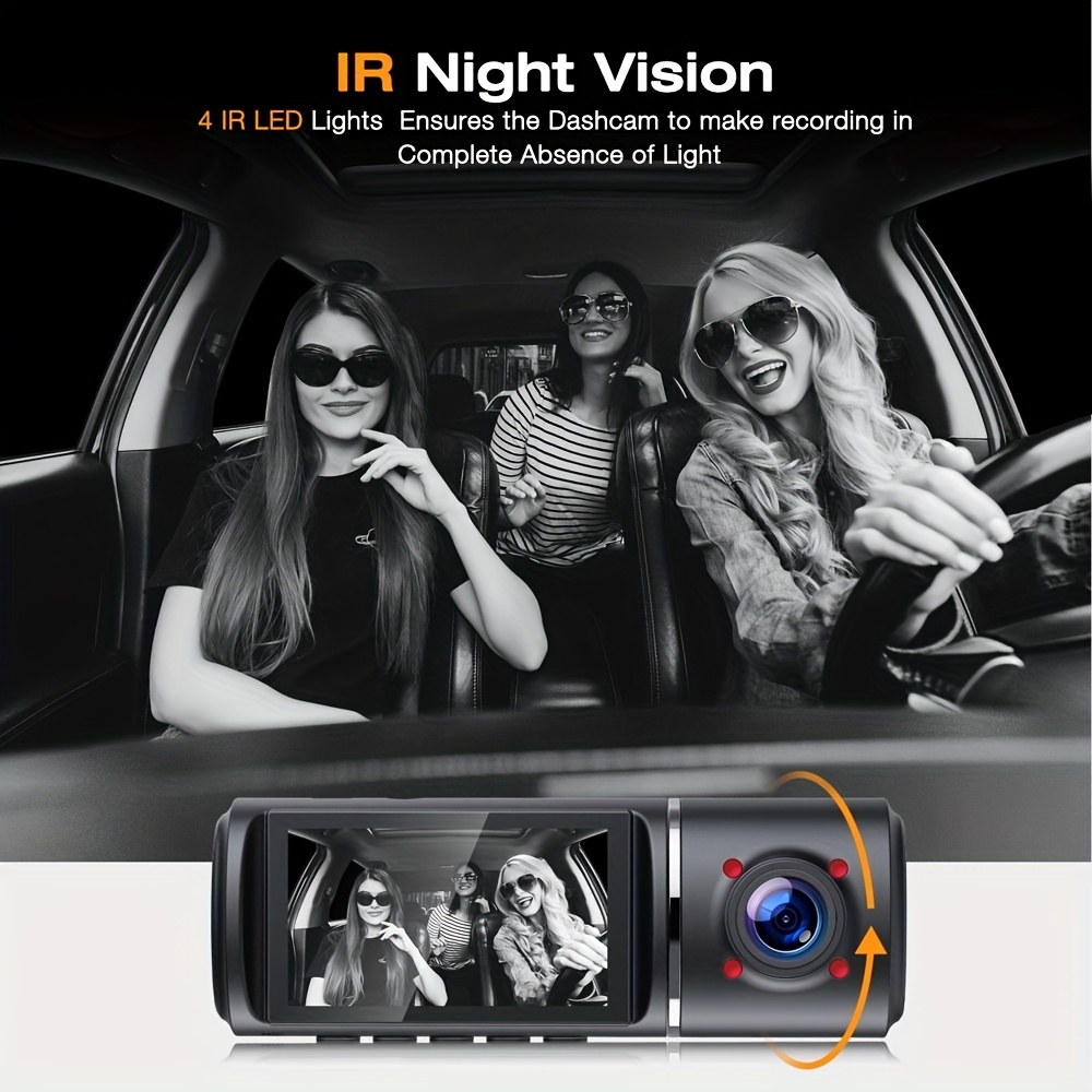 1080p 3 channel Dash Camera: Front Rear Inside Dash Ir Night - Temu