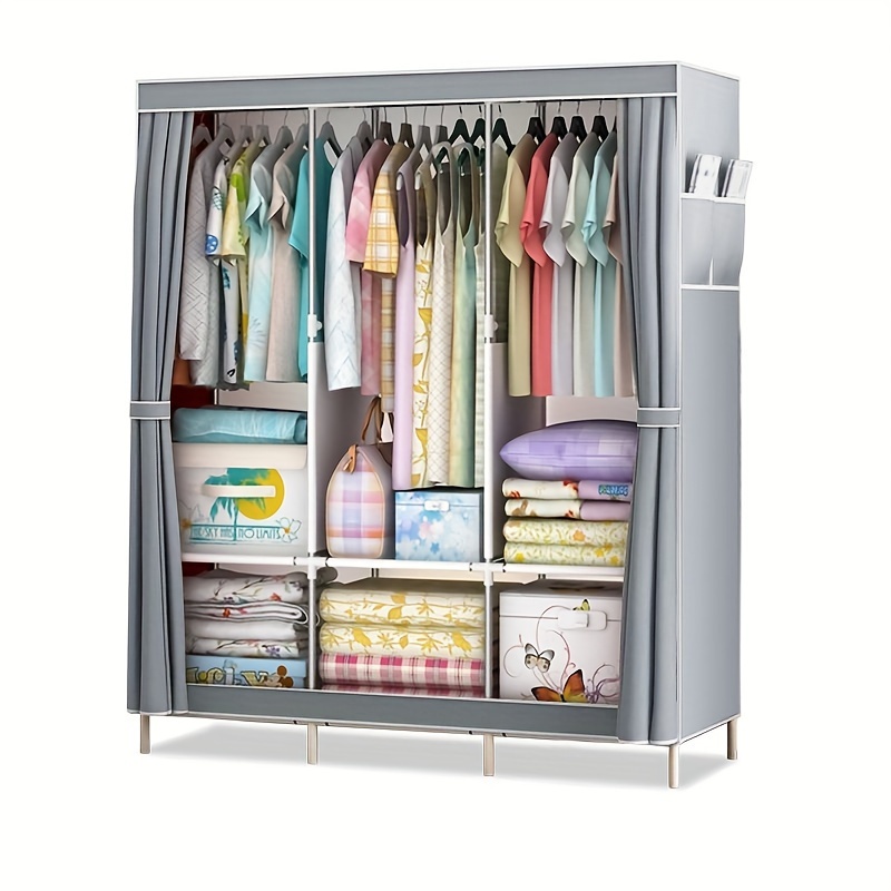 Durable Steel Tube Cloth Wardrobe With Reinforced - Temu