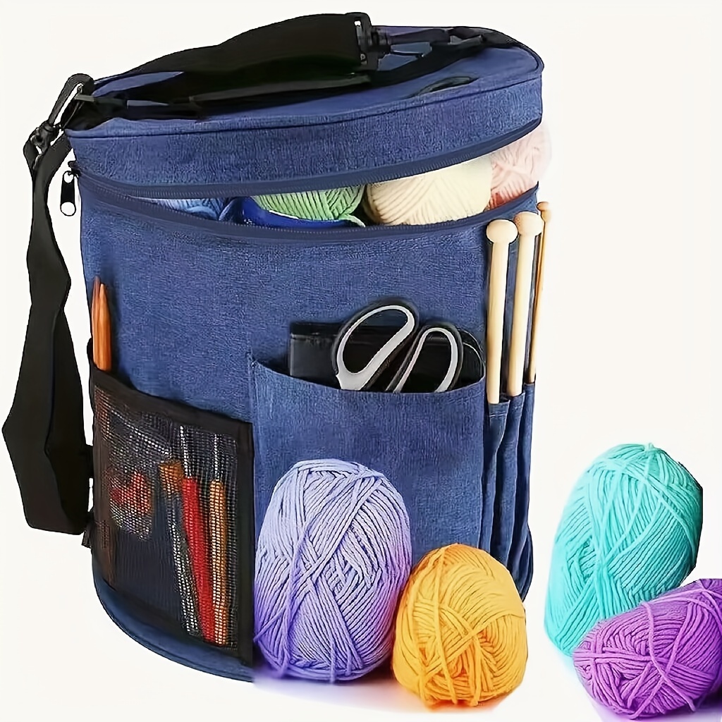Yarn Storage Bag Wool Fabric Storage Bag With 4 Wire Hole - Temu