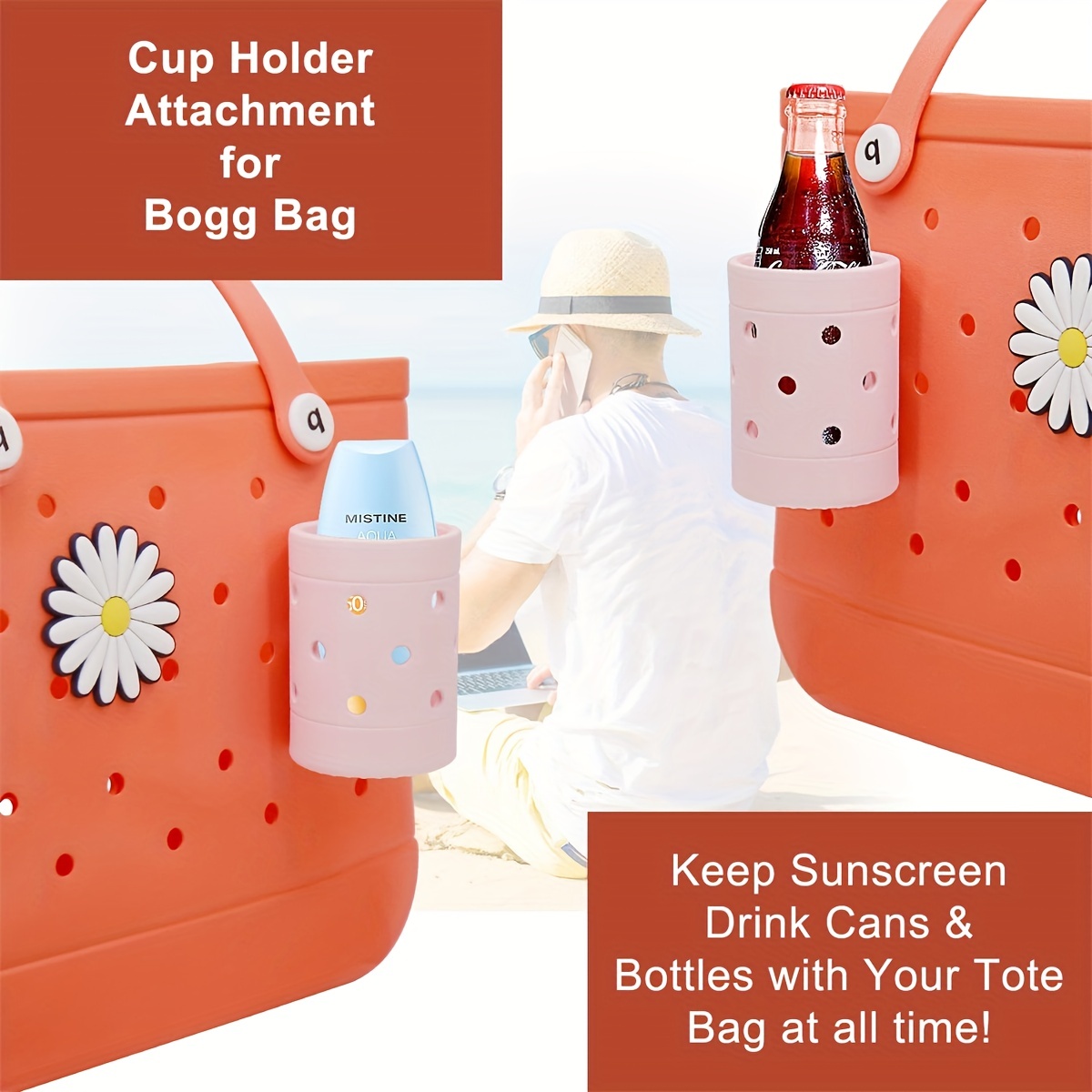 Cup Holder for Bogg Bag, 2 Pack Drink Holder Accessories for Bogg