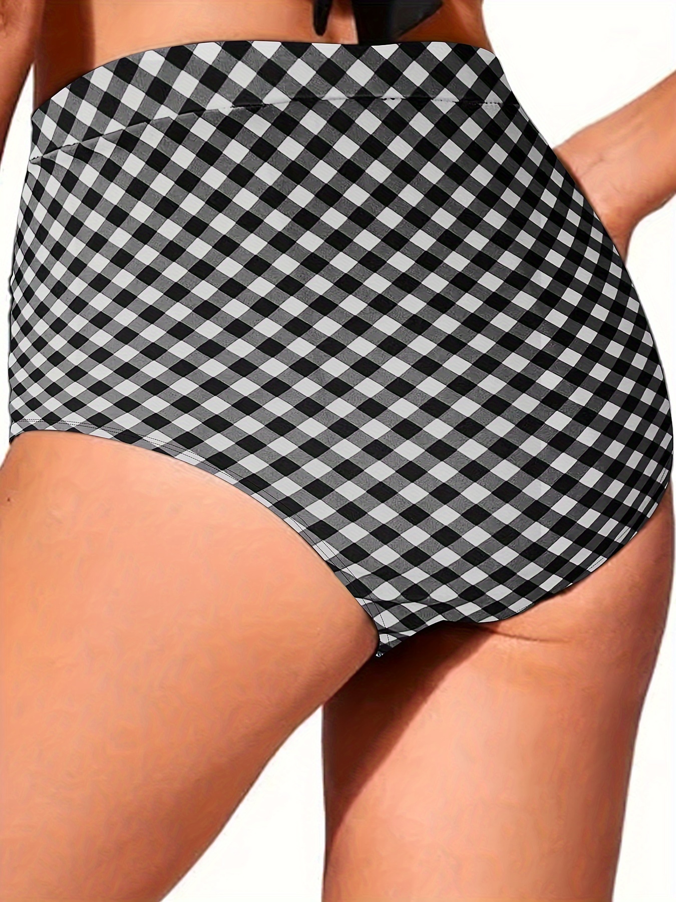 High-Waisted Houndstooth Bikini Bottoms 