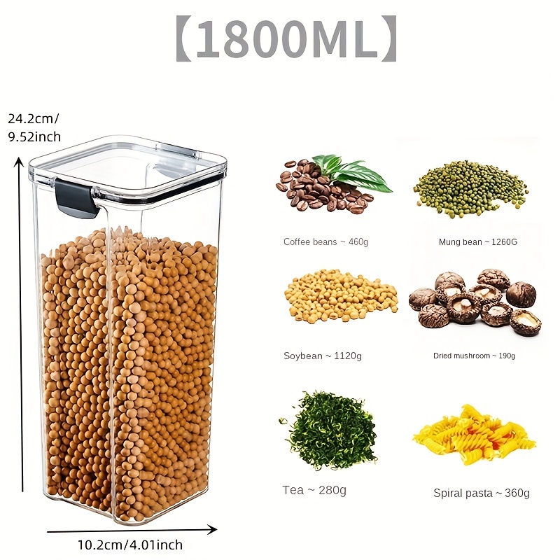 1pc Kitchen Spiral Storage Canister For Grains And Seeds, Vacuum Sealed  Transparent Container For Food Storage