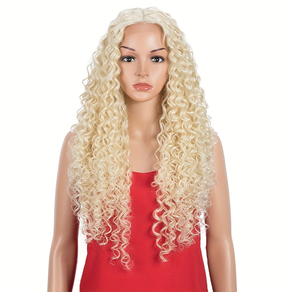 Density 130% Hair Synthetic Lace Wig Long Wavy Wig deals 30 Inch Blonde Wigs For Black Women Ombre Blonde Wig Synthetic Lace Wig