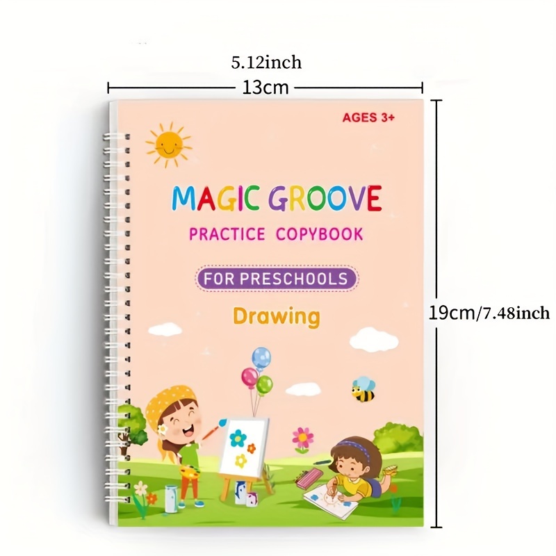 School Supplies under $5! CHGBMOK 4 Pcs English Version Of Children's Groove  Calligraphy And Pen Control Training Calligraphy And Drawing Red Book 