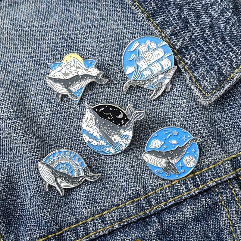 1/5/10pcs Cute Sea Animals Enamel Pins Whale Dolphin Brooches Lapel Pin Cartoon Ocean Creatures Jewelry, Jewels for Men,Temu