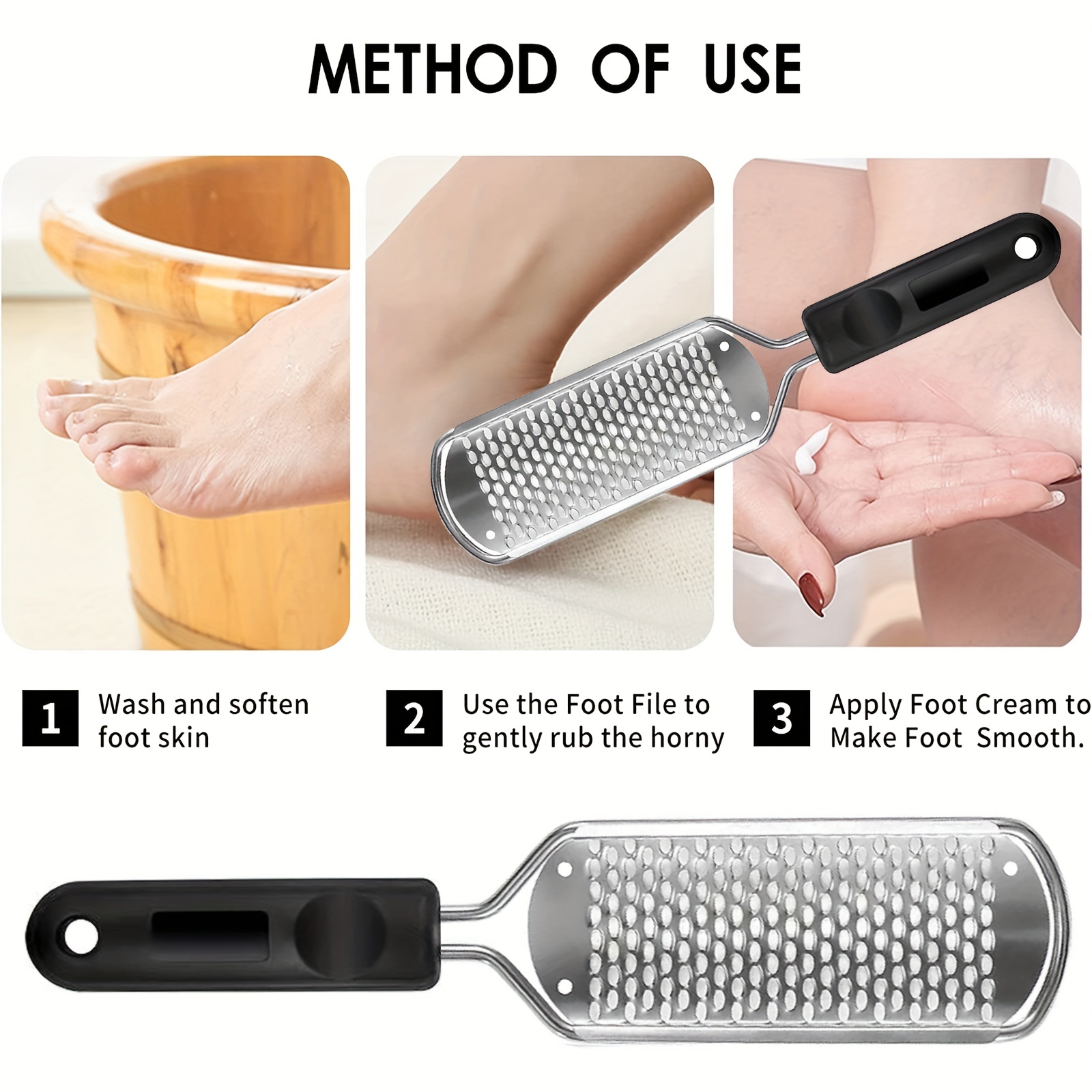 2Pcs Pedicure Rasp Foot File Callus Remover,Professional Stainless Steel  Colossal and Fine Foot Scrubber Remove Dead Skin for Wet and Dry Feet