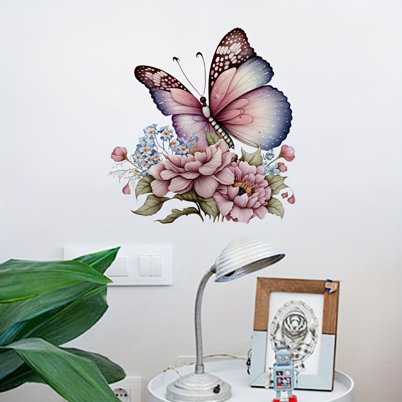 Autocollant décoratif papillon avec fleurs
