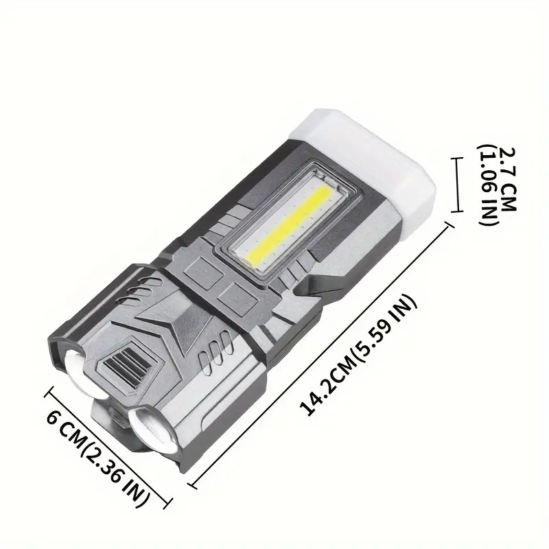 2 led new strong light long shot rechargeable flashlight with broken glass cut off safety belt side lights and other multi modes multi function details 0