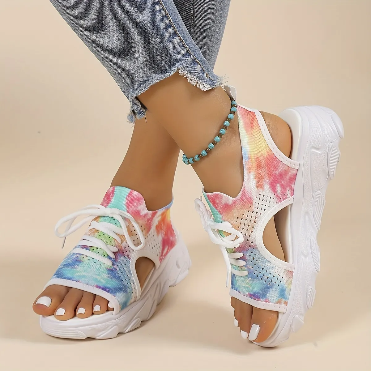 Women's Summer Fashion Sandals, Open Toe Lace-up Front, 51% OFF
