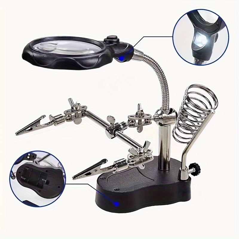 Adjustable Magnifying Glass with Light and Stand