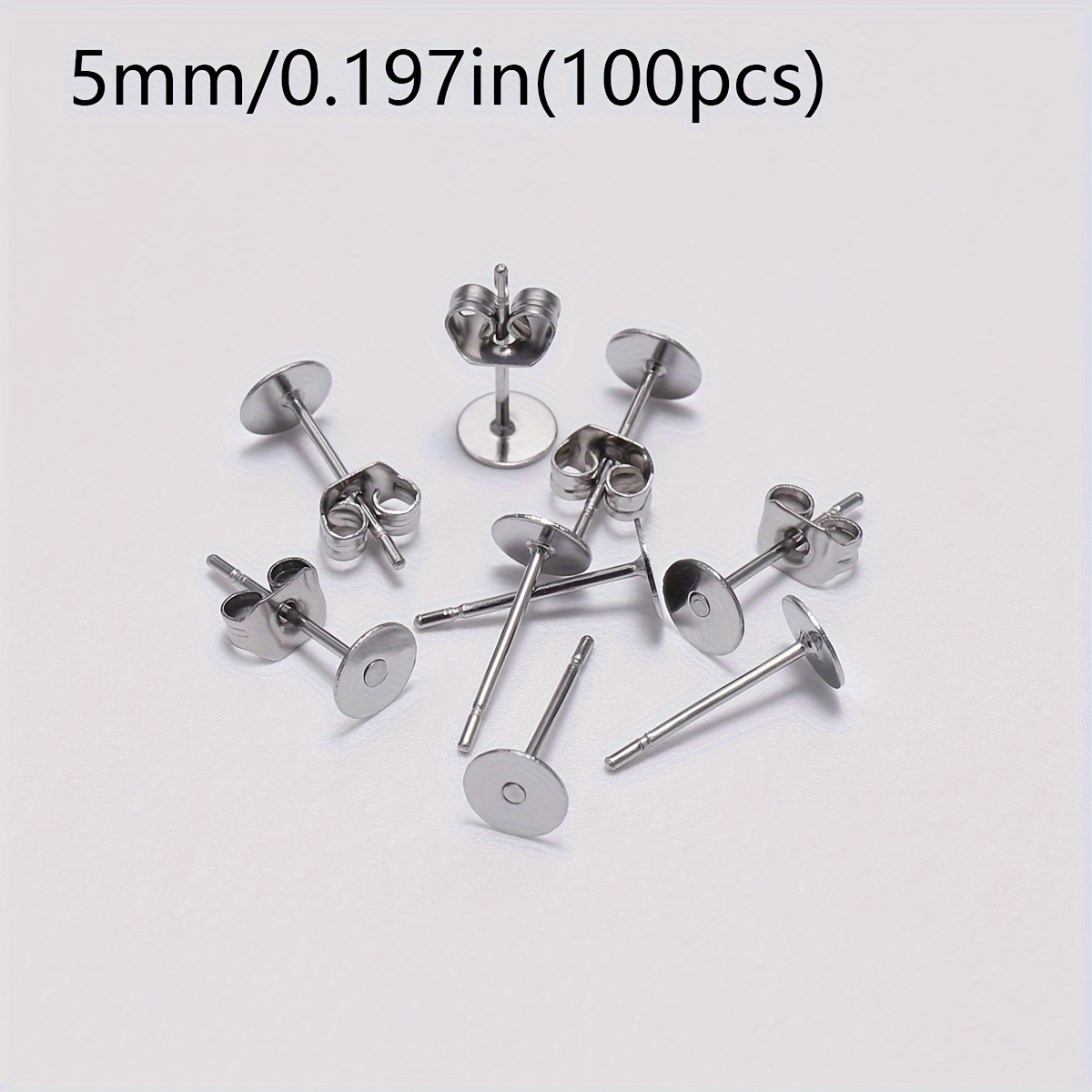 TEMU 2D Plat - Boucles d'oreilles en acier inoxydable pour accessoires de bijoux, clous d'oreilles, boucles d'oreilles plates avec bouchons d'oreille