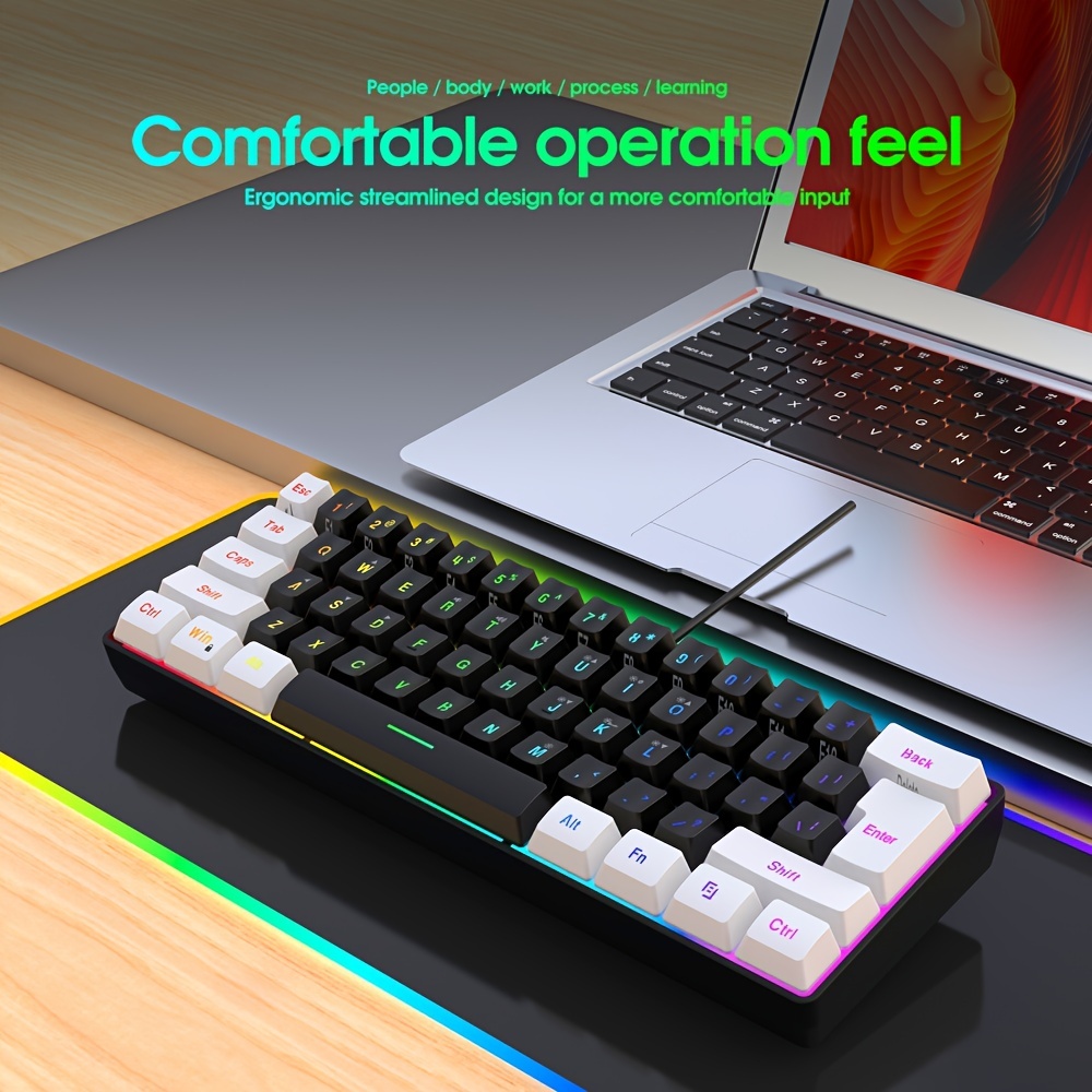 Teclado con cable para juegos, Mini teclado ultracompacto con  retroiluminación RGB, resistente al agua, pequeño y compacto, 61 teclas,  para PC/Mac - AliExpress
