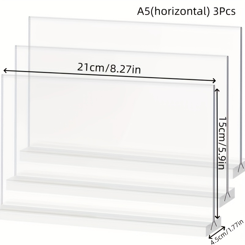 Kurtzy Support Mural Adhésif A4 (5 Pcs) - Porte-Affiches Transparents Universel en Acrylique