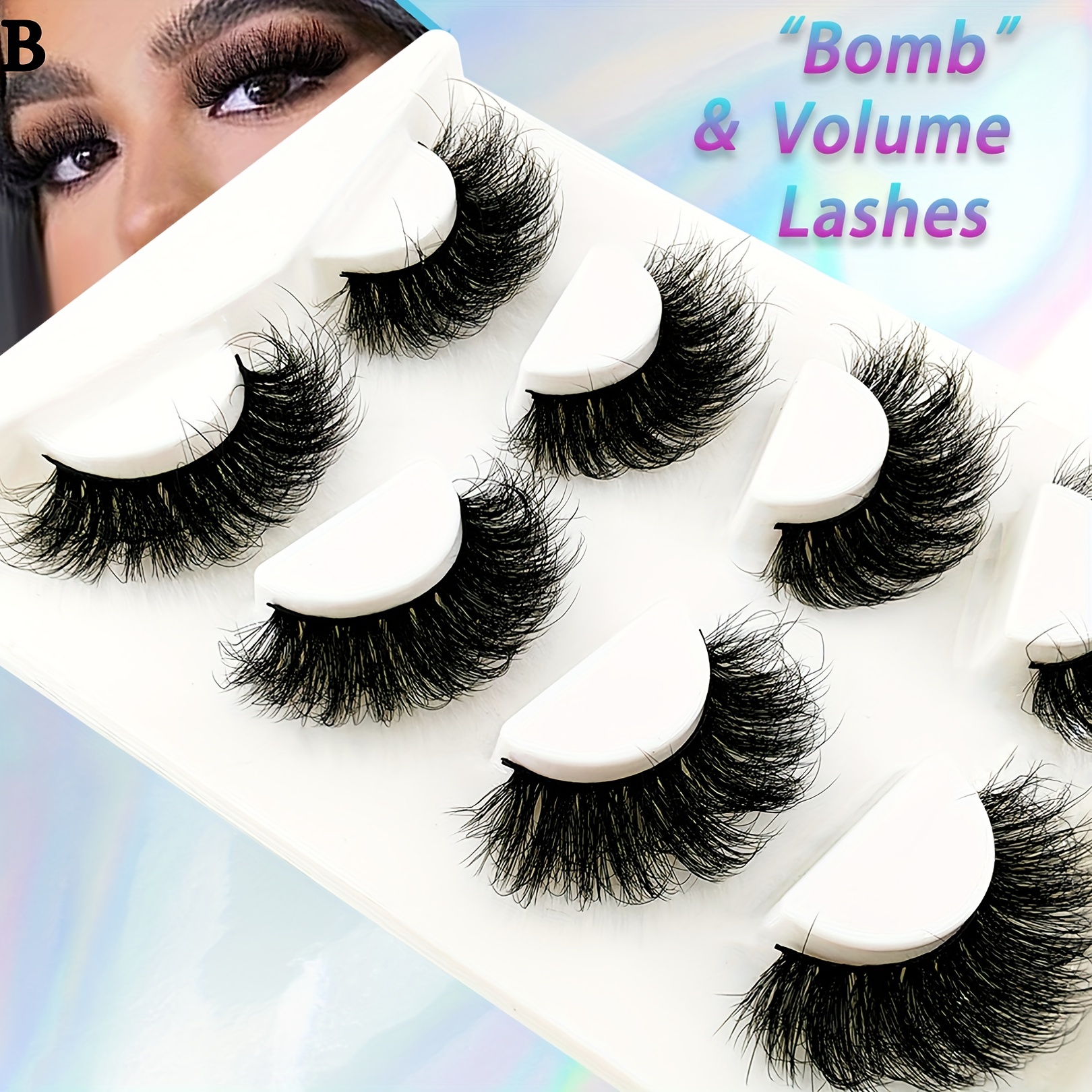 4 Pairs Fluffy False Eyelashes Curling Cat Eye Sexy Messy Lashes