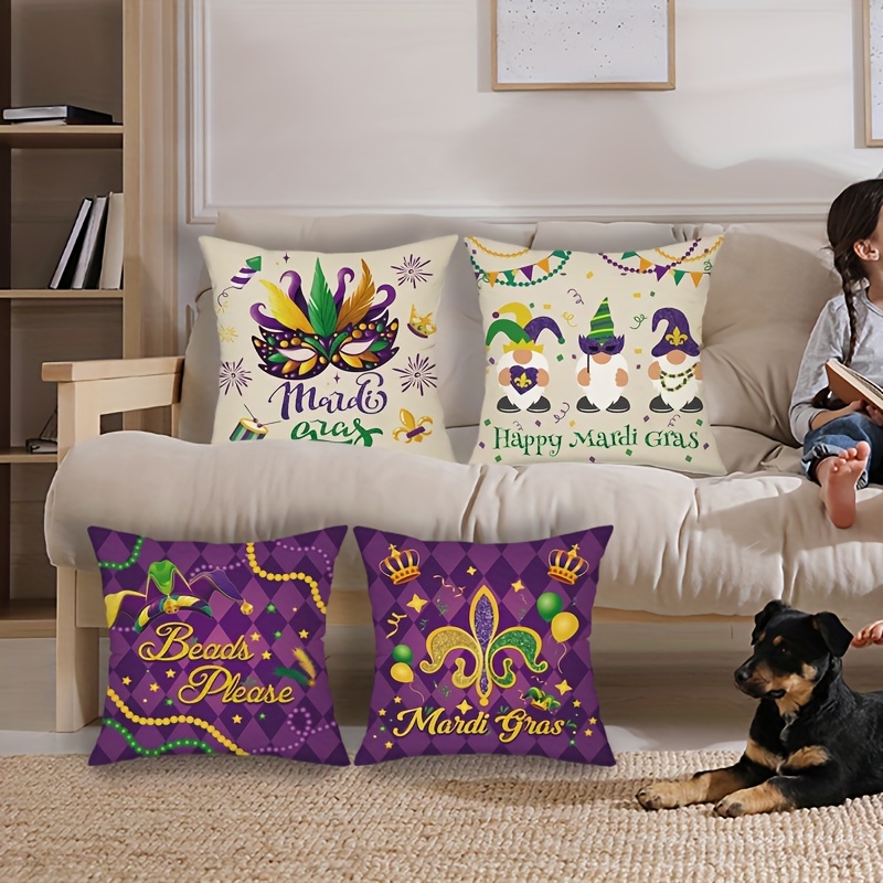 Mardi Gras Throw Pillow Covers For Home Decorations - Temu