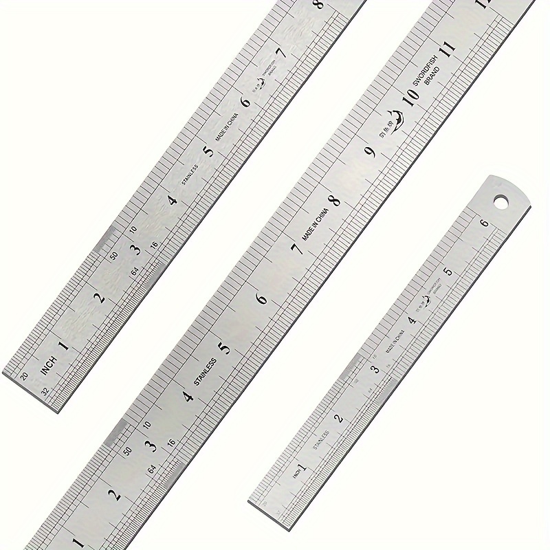 Stainless Steel Ruler 6 8 12 Steel Ruler With Inch And - Temu