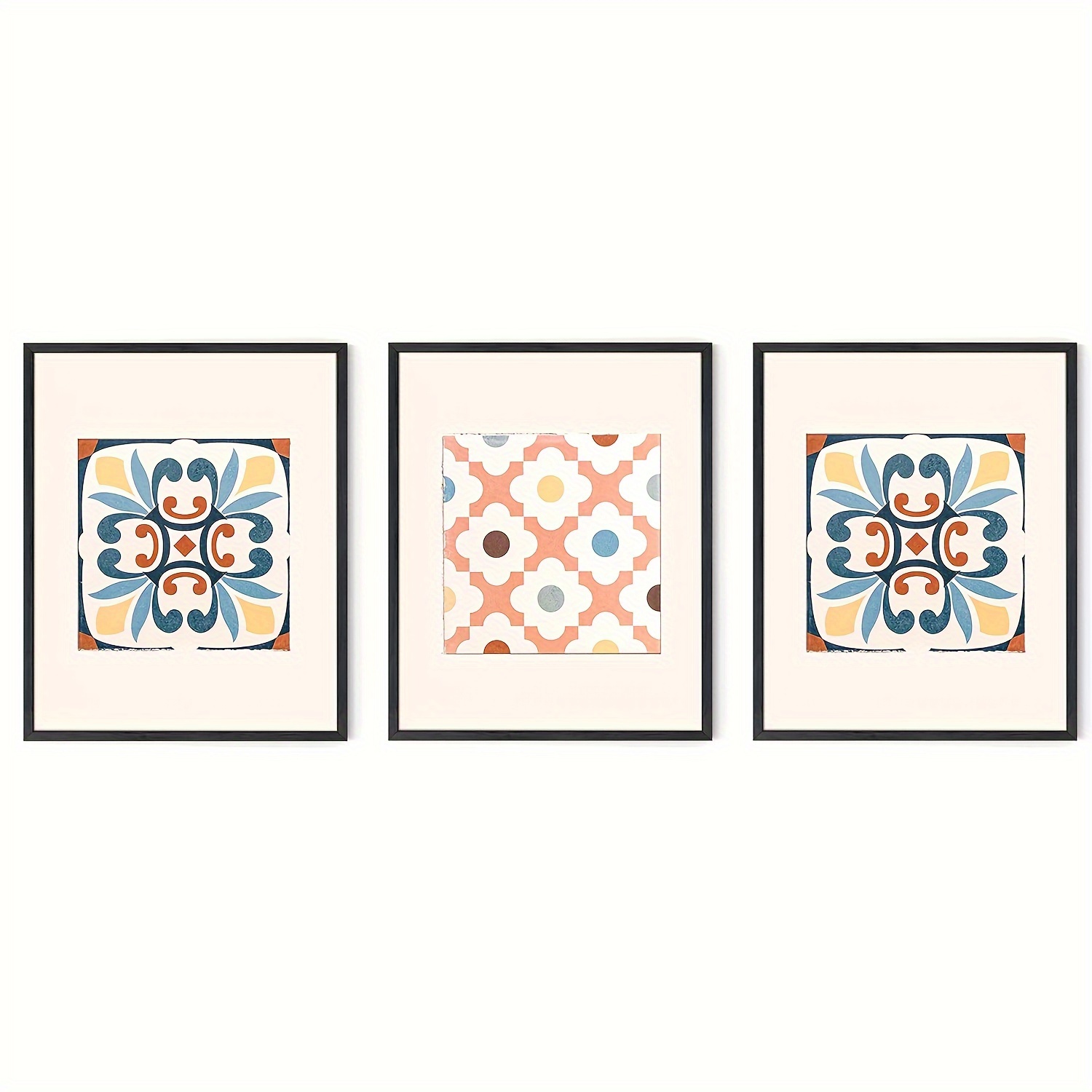 3pcs set canvas poster mexican tile art modern abstract wall art moroccan painting neutral art abstract geometric art ideal gift for bedroom living room corridor wall art wall decor fall decor wall decor room decoration no frame