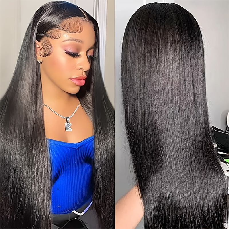 HD Lace Front Wigs Human Hair Pre Plucked 4x4 Straight Lace Closure Wigs  150% Density Glueless Brazilian Human Hair Wigs for Black Women Middle Part  (28 Inch, 4x4 Wig) 