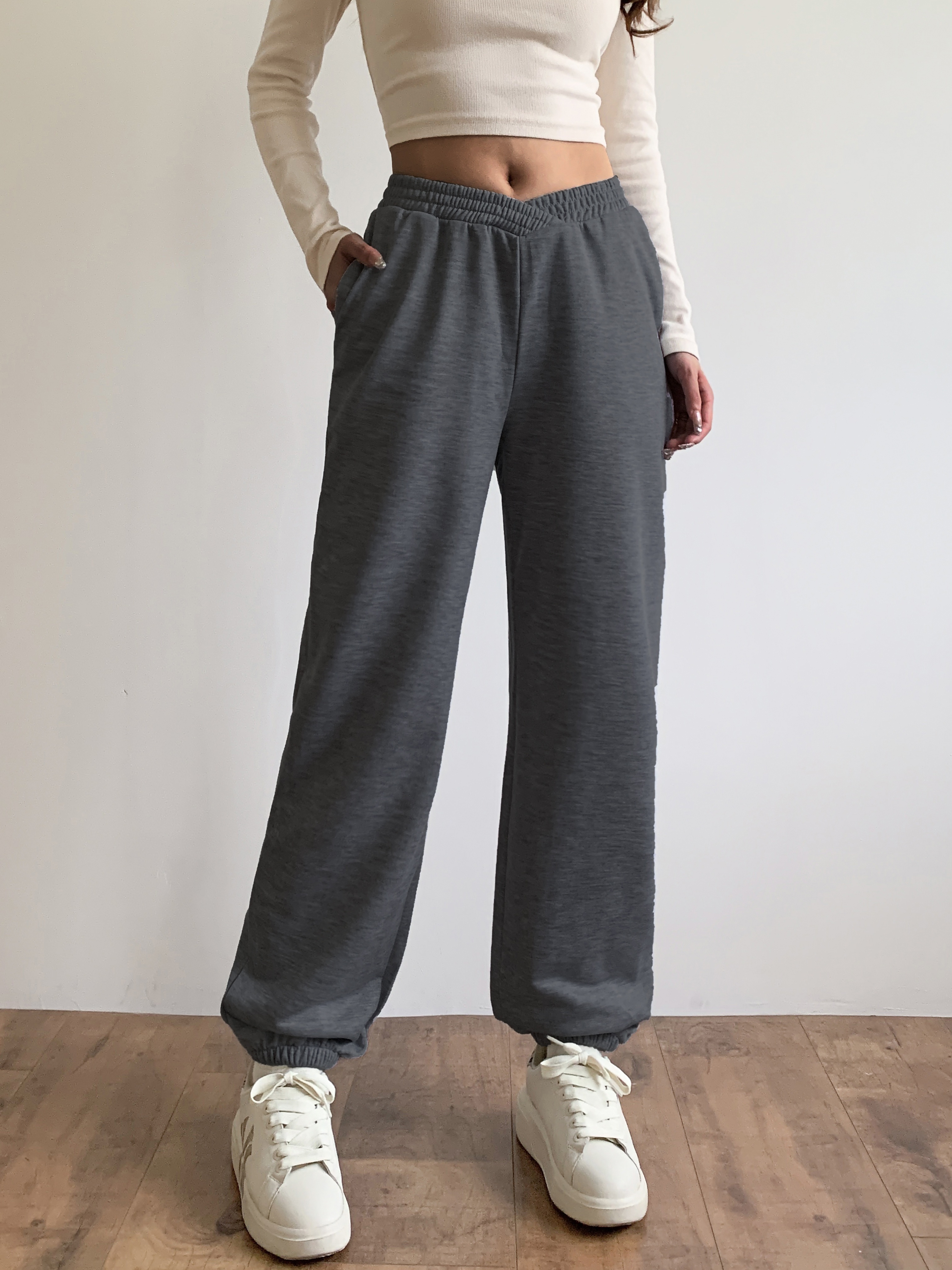 Solid Loose Basic Jogger Sweatpants Versatile Comfy Pants - Temu