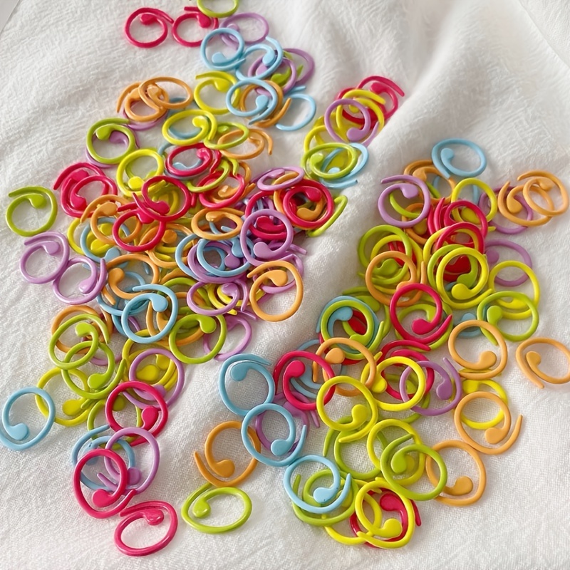 100Pcs Round Multicolor Plastic Knitting Crochet Locking Stitch Markers  Rings Clips No.01 