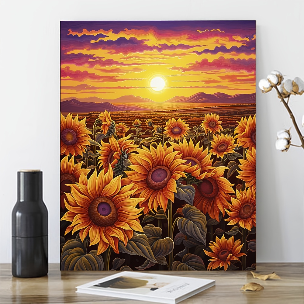 

1pc, Diy Oil Painting Paint By Numbers Kit For Adults Beginners, 16x20inch Cartoon Sunflower Canvas Painting Wall Art Set With Acrylic Pigment And Brushes (no Frame) Eid Al-adha Mubarak