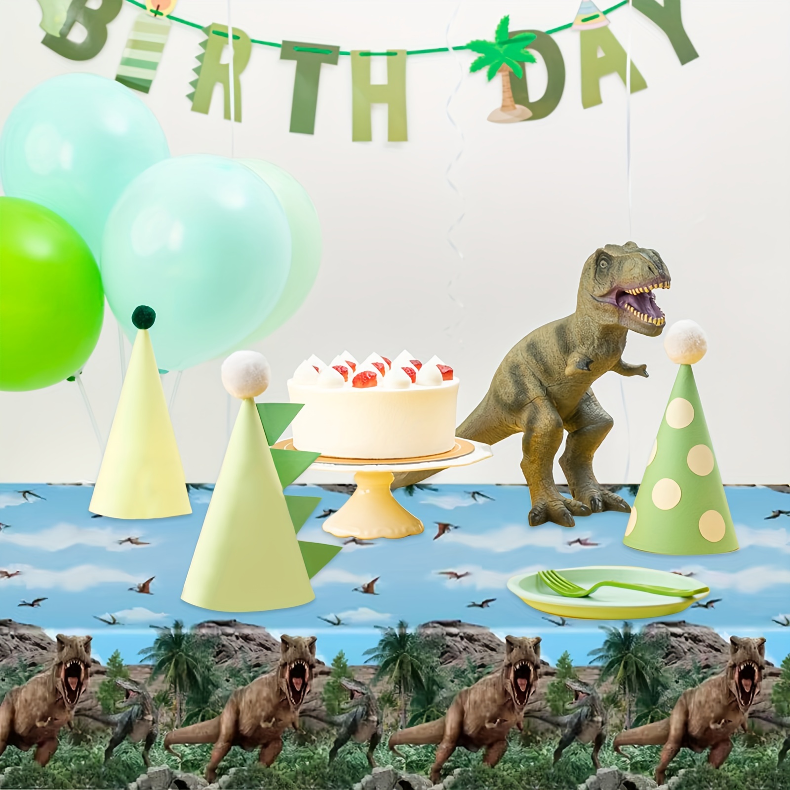 Mantel Dinosaurios Cumpleaños plástico✔️ por sólo 3,56 €. Envío en 24h.  Tienda Online. . ✓. Artículos de decoración  para Fiestas.