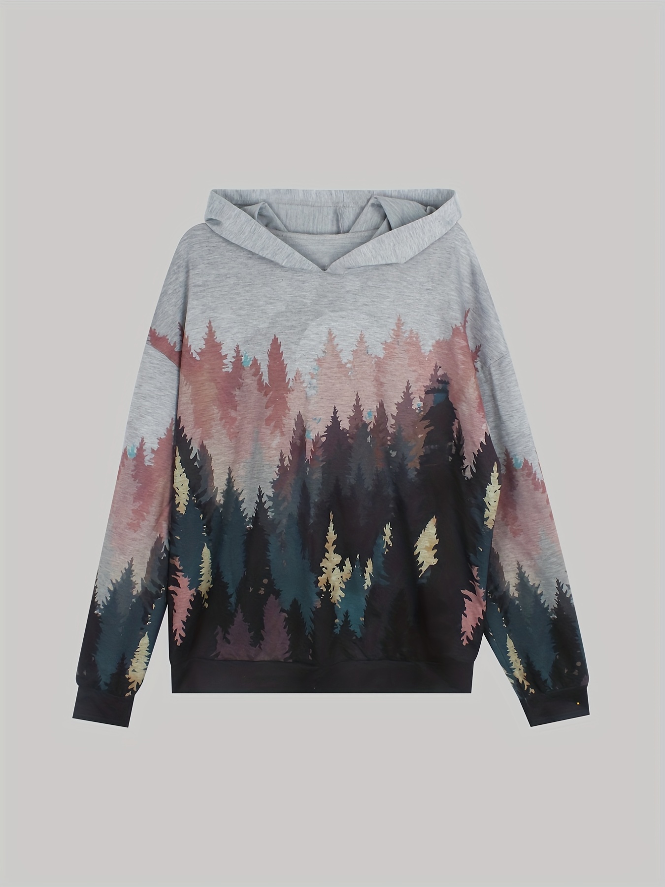 Ladies mountain treetop print hooded online sweatshir