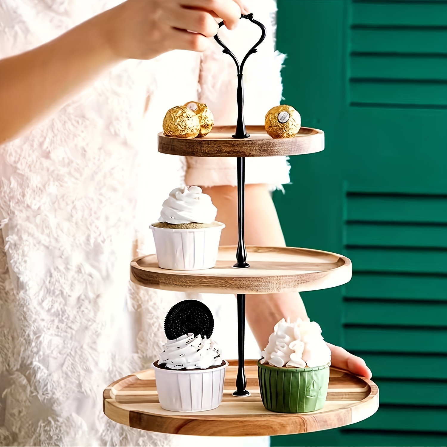 Tiered Cupcake Stand Set, White Plastic Dessert Table, Round Rectangle  2/3-tier Serving Stand Tower Tray, Food Serving Tray, For Party Baby Shower  Wedding, Serveware Accessories - Temu