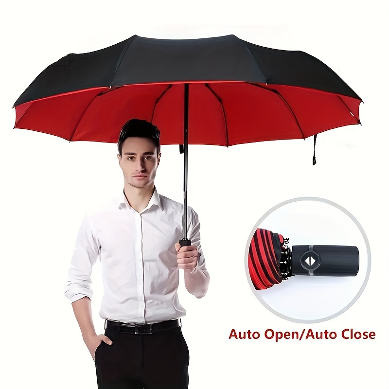 Parapluie À Double Couches Coupe vent Automatique Et Solide - Temu