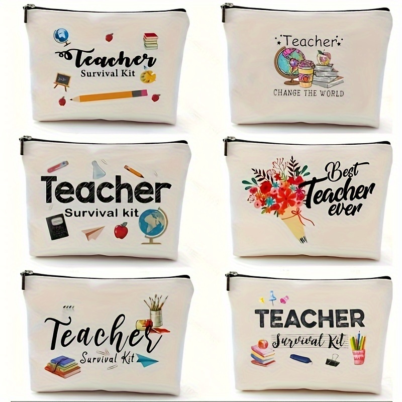 

1pc Teacher Love Inspire Print Cosmetic Bag, Women Makeup Storage Bag, Travel Toiletry Organizer Pouch, Back To School Teacher Gift