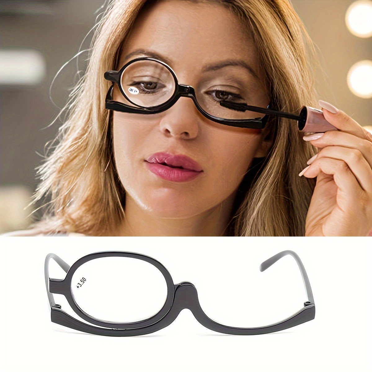 Magnifying Eyeglasses For Makeup,Magnifying Makeup Glasses,Single Lens  Rotatable Fashionable Eye Make Up Glasses Flip Down Makeup Glasses for