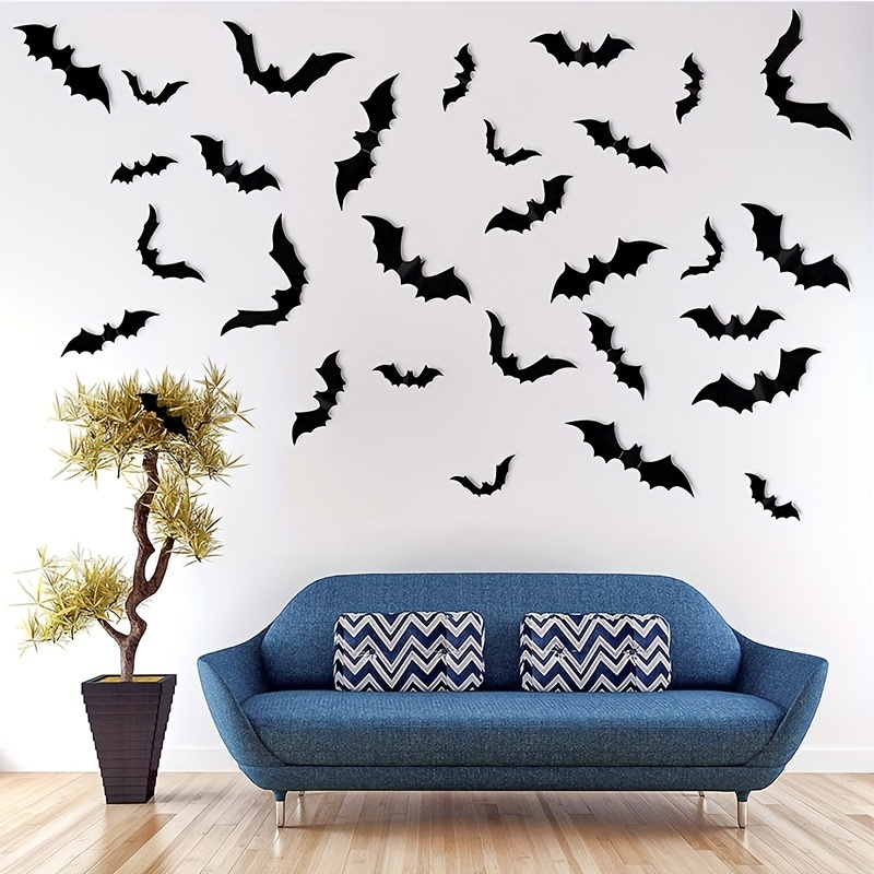 Halloween Decorations - Halloween Party Indoor Outdoor Decor Supplies, 3  Different Sizes PVC Butterfly Stickers 3D Decorative Scary Butterfly Wall